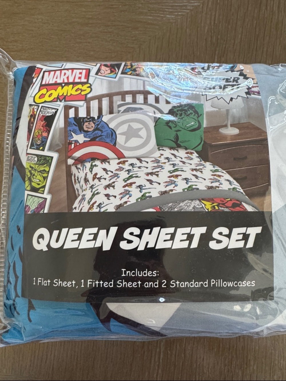 Marvel Comics Super Hero Soft Bedding Queen Sheet Set New